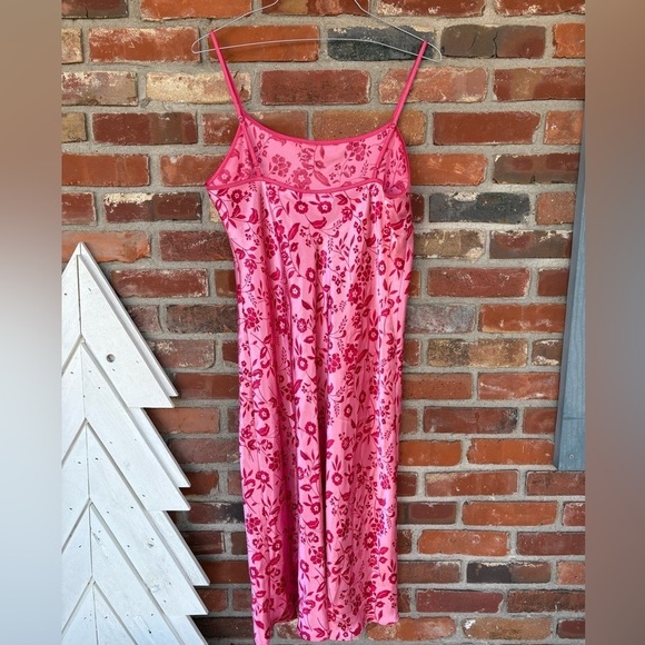 Cruz Vintage Slip Dress Size Large Pink Floral Lingerie Y2K Satin - Picture 2 of 6